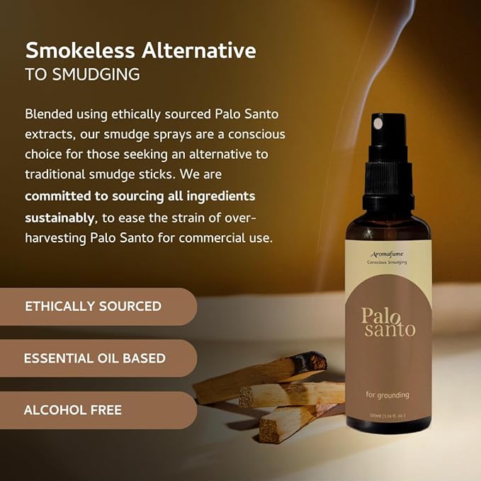 Palo Santo Smudge Spray for Protection & Energy Clearing (0.33 Ounce) - Clean, Smoke-free, Non Toxic alternative to Incense & Smudges