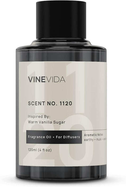 VINEVIDA [4 Fl Oz] Scent NO. 1120 Fragrance Oil for Cold Air Diffusers, Aromatic Notes of Earthy Musk Vanilla, Essential Oils for Diffuser Oil Refill & Air Freshener Room Spray