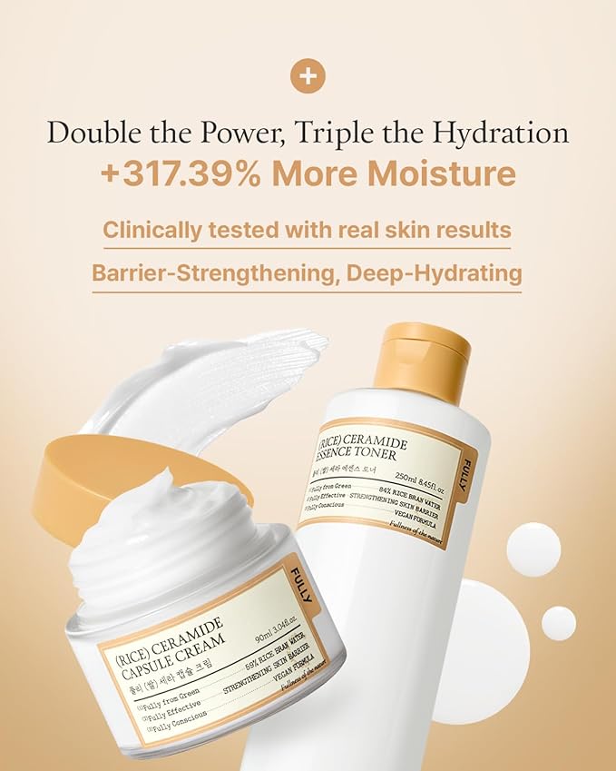 FULLY Rice Ceramide Moisturizing Cream – Deep Hydration Korean Facial Cream with Rice Bran Extract & Ceramide, Strengthens Barrier, Glowing Skin, Fragrance-Free, Vegan& Dermatologist Tested 3.04 fl.oz