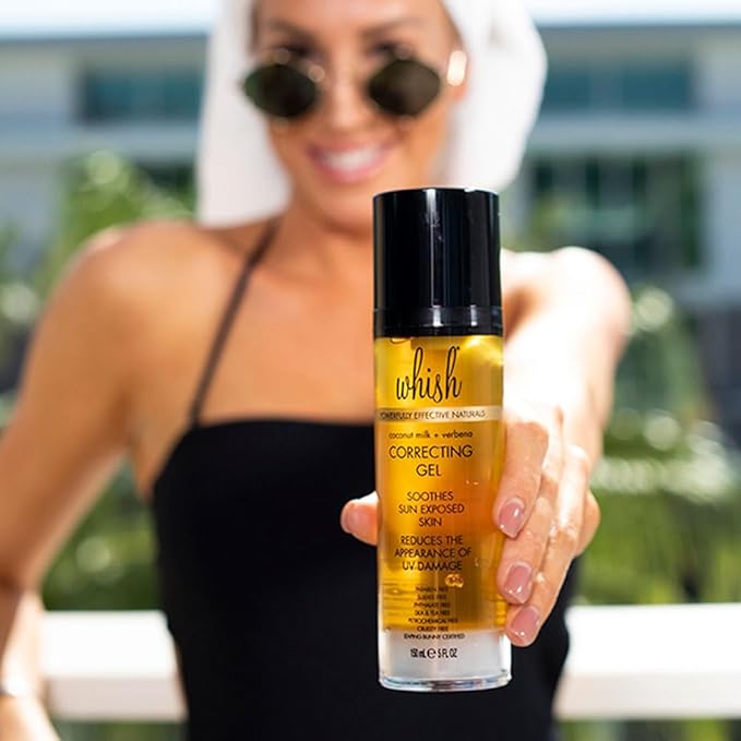 Whish Coconut Milk + Verbena Correcting Gel - Soothes sun exposed skin, reduces the appearance of UV damage, Moisturizes & Corrects with Organic Aloe & Manuka Honey