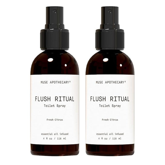 Muse Apothecary Flush Ritual - Aromatic & Refreshing Toilet Spray, Use Before You Go, 4 oz, Infused with Natural Essential Oils - Fresh Citrus, Pack of 2
