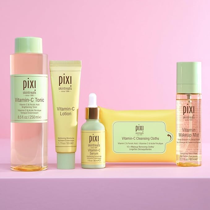 Pixi Beauty Vitamin-C Cleansing Cloths |Cleansing, Revitalizing, and Hydrating Disposable Face Towelettes| Pack of 10 Face Wipes