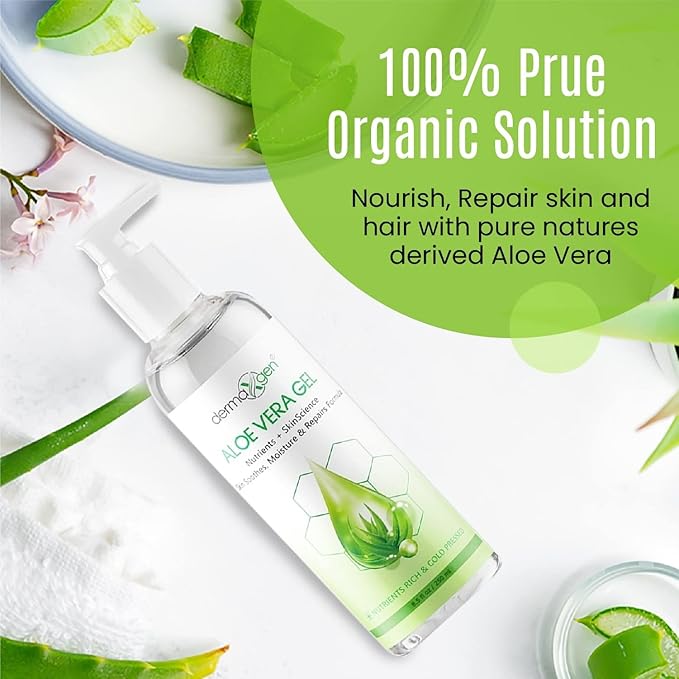 Aloe Vera Gel With Witch Hazel + Vitamin C + Vitamin E - Skin Soothes, Moisture And Repair Formula, Nutrients Rich And Cold Pressed 8.5 Fl Oz/ 250 Ml