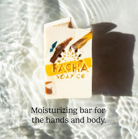 Pacha Soap Co. Bar Soap, Pachafetti, 3-Pack (4 oz ea) - Scents of Lemongrass & Peppermint, Premium, Handcrafted, Hydrating, Natural Face Wash, Hand Cleanser, Body Wash, Soothing Essential Oils
