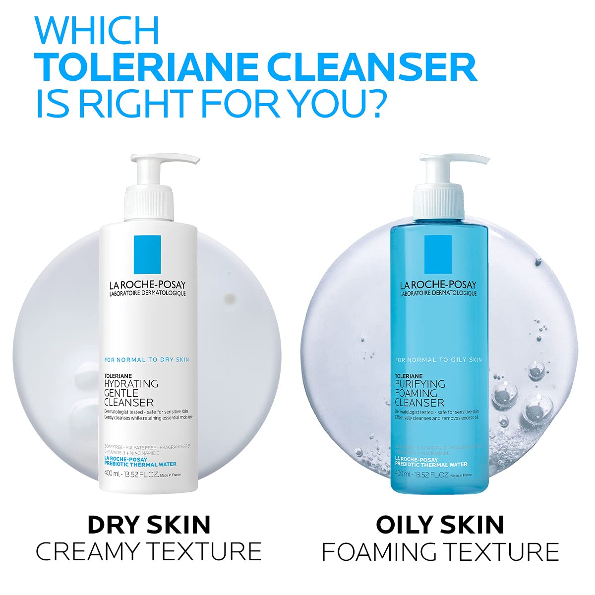 Toleriane Purifying Foaming Facial Cleanser – Oil-Free Face Wash with Niacinamide & Ceramides – Gentle Pore Cleanser for Sensitive Skin – Soap-Free, Non-Drying Formula for Women & Men
