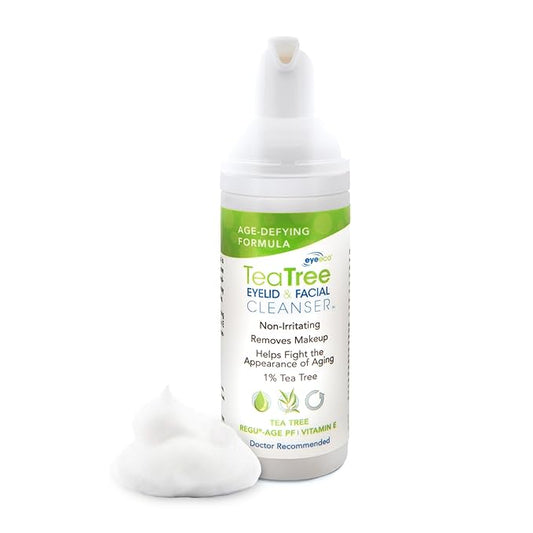 Age-Defying Tea Tree Eyelid and Facial Cleanser - 180mL - Non-Irritating Eyelid Cleanser and Face Wash with Shea Butter and Vitamin E