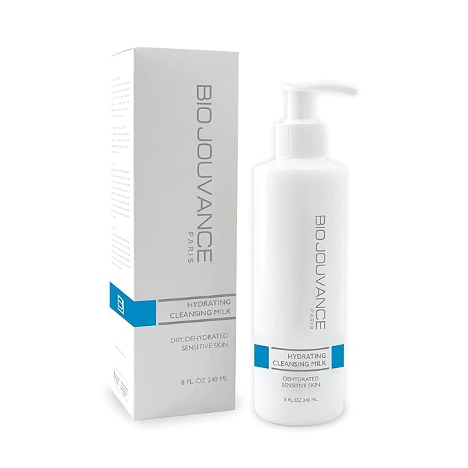 Hydrating Cleansing Milk 8oz / 240ml - For Normal/Dry/Sensitive Skin | Gentle Face Wash & Makeup Remover | Daily Facial Skin Care Treatment Regimen | Made in France
