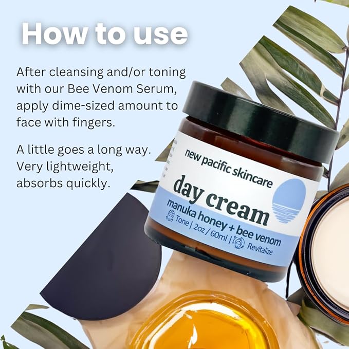 Bee Venom & Manuka Honey Anti-Aging Face Moisturizer | Hydrating, Firming & Collagen Boosting Daily Cream for Men & Women | Natural Manuka Skin Care 2oz