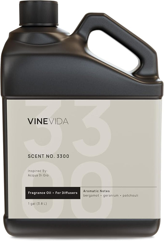 VINEVIDA [128 Fl Oz] Scent NO. 3300 Fragrance Oil for Cold Air Diffusers, Aromatic Notes of Bergamot Geranium Patchouli, Essential Oils for Diffuser Oil Refill & Air Freshener Room Spray