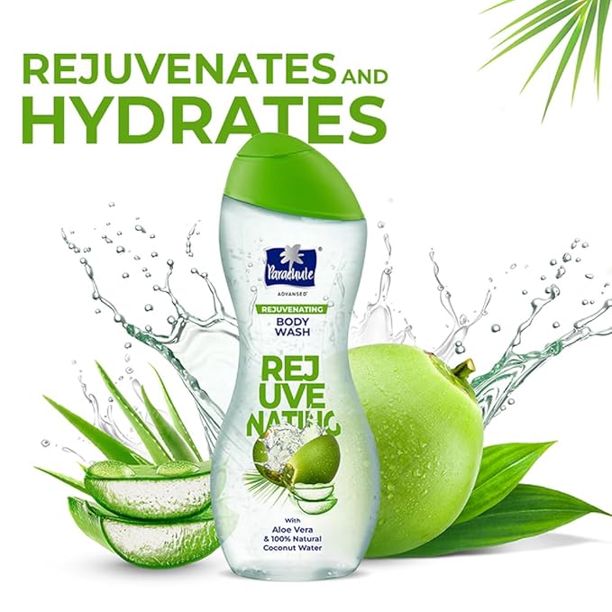 Parachute Advansed Rejuvenating Body Wash | Hydrating Aloe Vera & Coconut Water | Soap-Free, Paraben-Free | Protects Skin Barrier | 8.4 Fl Oz (Pack of 3)