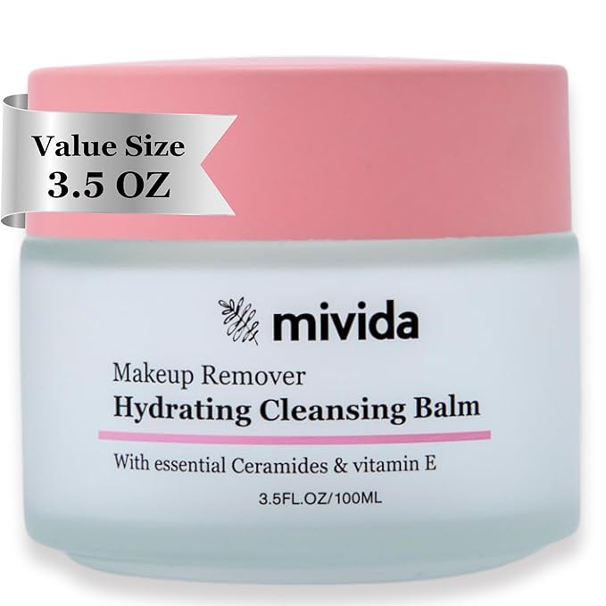 Makeup Remover, makeup melting Cleansing Balm, Waterproof Makeup Remover with Ceramides, Vit E & Hyaluronic-Acid, Hydrating and Gentle Cleanser for Norished Skin, Big Size 3.5 fl oz
