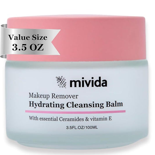 Makeup Remover, makeup melting Cleansing Balm, Waterproof Makeup Remover with Ceramides, Vit E & Hyaluronic-Acid, Hydrating and Gentle Cleanser for Norished Skin, Big Size 3.5 fl oz