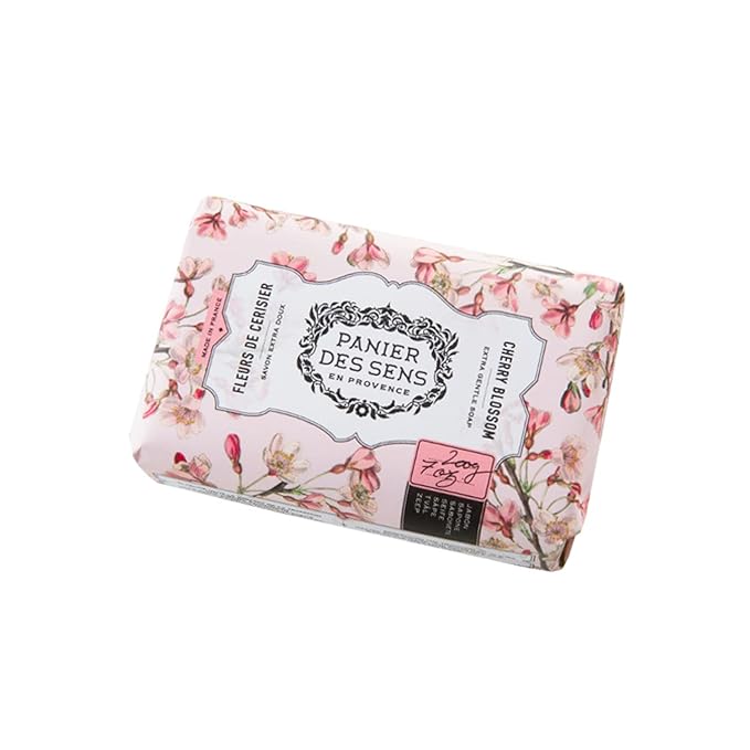 Panier des Sens Cherry Blossom Shea butter natural bar soap, bath & body soap bars - Made in France 95% natural - 2 bars, 7oz/200g each