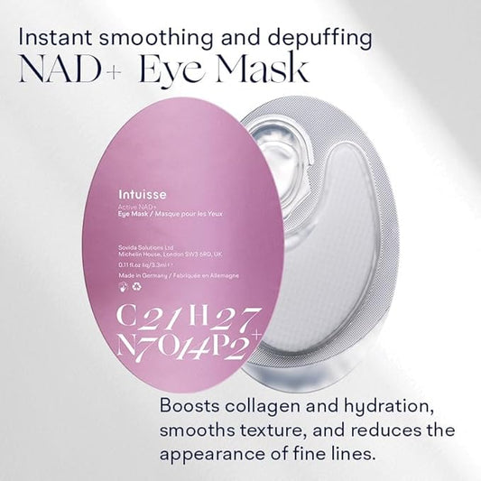 Active NAD+ Collagen Eye Mask - 5% Pharma-Grade NAD+ Advanced Liposomal Formulation - Smoothing & Depuffing Patches - Peptide-Enhanced Undereye Treatment (0.44 fl oz)