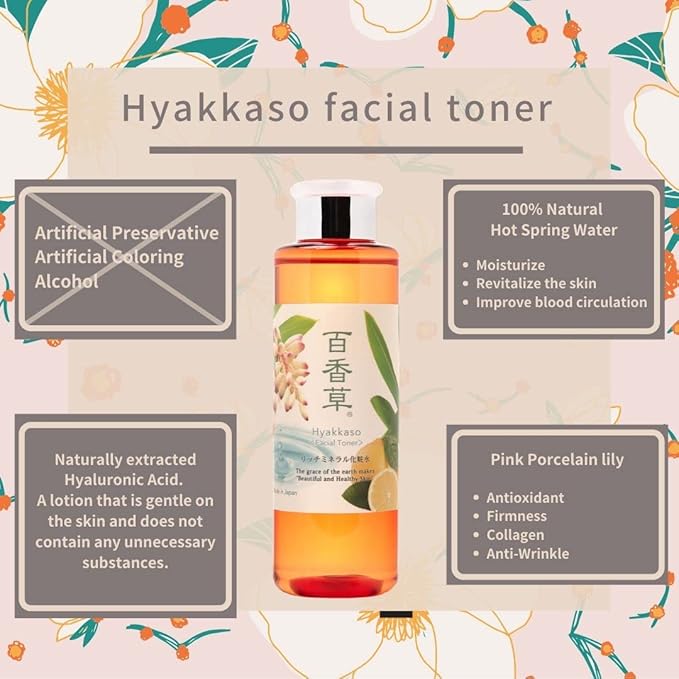 Acne Care Gentle Toner for Sensitive Skin, Dry Skin, Alcohol Free, Hyaluronic Acid Moisturizer, Japanese Skincare, Spring Water Facial for Men, Women, Teens, Hyakkaso | 6.76 fl.oz 200ml