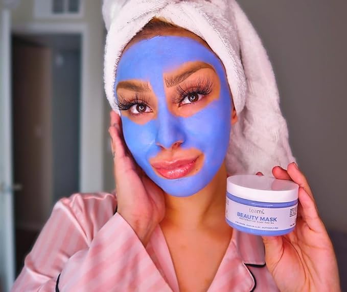 Teami Beauty Facial Mask - Moisturizing Face Mask Skin Care - Anti Acne & Blackhead Remover with Butterfly Pea Flower & Kaolin Clay - Deep Cleansing Face Mask for Oily, Dry, or Sensitive Skin
