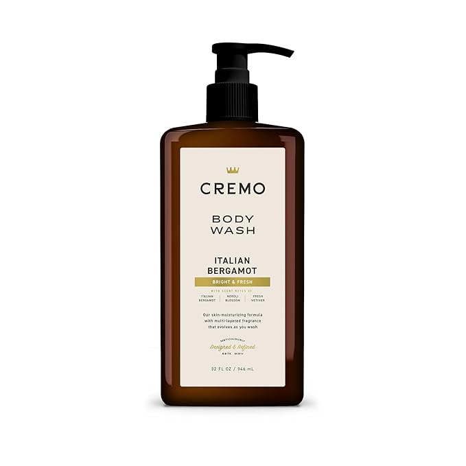 Cremo Rich-Lathering Italian Bergamot Body Wash for Men, Notes of Italian Bergamot, Neroli Blossom, and Fresh Vetiver, 32 Fl Oz