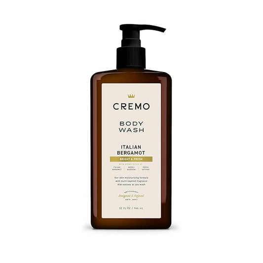 Cremo Rich-Lathering Italian Bergamot Body Wash for Men, Notes of Italian Bergamot, Neroli Blossom, and Fresh Vetiver, 32 Fl Oz