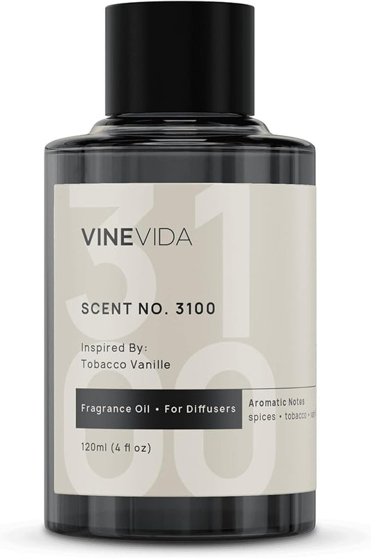 VINEVIDA [4 Fl Oz] Scent NO. 3100 Fragrance Oil for Cold Air Diffusers, Aromatic Notes of Spices Tobacco Vanilla, Essential Oils for Diffuser Oil Refill & Air Freshener Room Spray