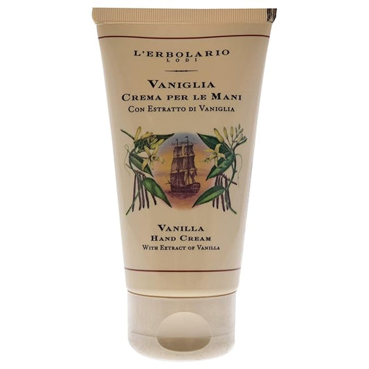 L'Erbolario Vanilla Hand Cream - Scented Hand Lotion for Toning and Softening - Daily Moisturizer with Macadamia and Sunflower Oils - Cruelty Free Hand Cream with Delicate and Light Texture - 2.5 oz
