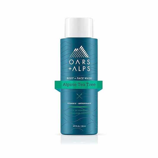 Oars + Alps Men's Moisturizing Body and Face Wash, Skin Care Infused with Vitamin E and Antioxidants, Sulfate Free, Alpine Tea Tree, 1 Pack