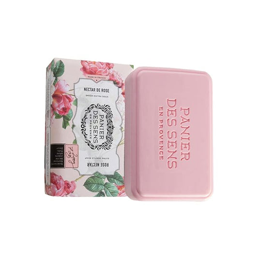 Panier des Sens Rose Shea butter natural bar soap, bath & body soap bars - Made in France 95% natural - 2 bars, 7oz/200g each