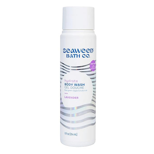 Seaweed Bath Co. Hydrate Body Wash - Lavender - Hydrating Foaming Cleanser with Soothing Natural Ingredients - Vegan, Paraben and Sulfate Free Shower Gel for Men and Women - 12 oz