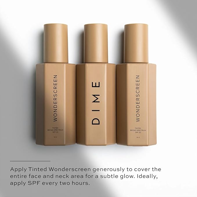 DIME Beauty Tinted Glow Wonderscreen SPF 30, Mineral Sunscreen for Face with 19% Zinc Oxide, Tinted Moisturizer with SPF, 50 g (Medium)