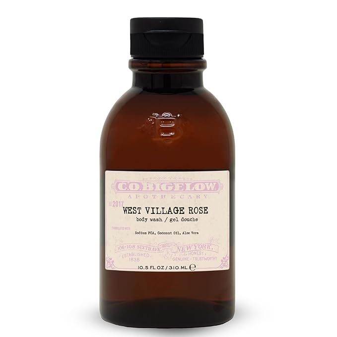 C.O. Bigelow West Village Rose Body Wash, Iconic Collection Moisturizing Body Wash with Coconut Oil & Aloe Vera, 10.5 Fl Oz