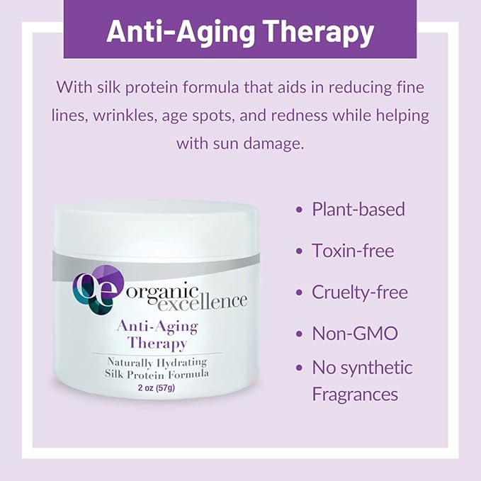 Organic Excellence Organic Moisturizer Face Cream, All Natural Face Moisturizer with Silk Protein to Hydrate, Nourish Protect Skin and Promote Collagen Production Non-Toxic & Fragrance-Free 2 oz