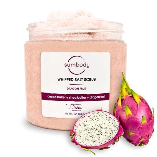 Exfoliating Body Salt Scrub (21oz) Dragon Fruit, Antoxidant Rich, All Natural, USA Made, Self Care Gifts For Women, Teens, Men Sensitive Skin Nourishing, Hydrating, Non-Toxic