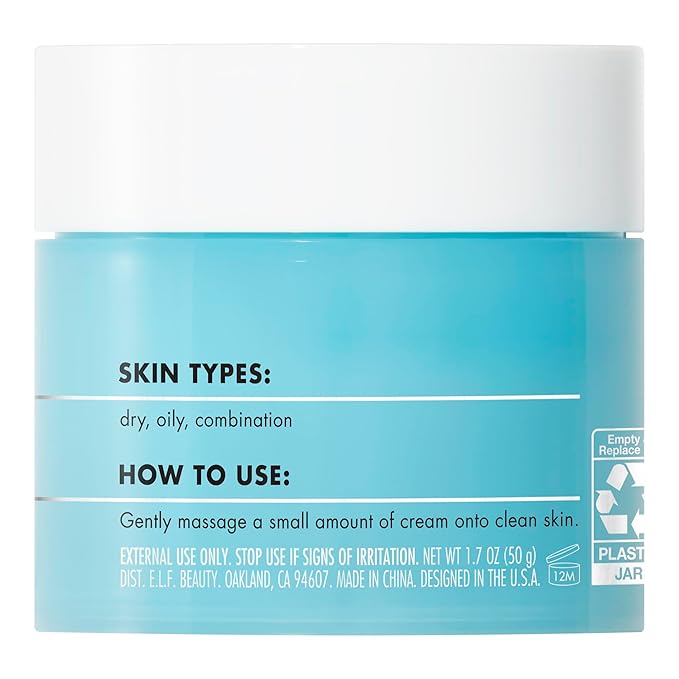 e.l.f. SKIN Holy Hydration! Face Cream, Moisturizer For Nourishing & Plumping Skin, Infused With Hyaluronic Acid, Vegan & Cruelty-Free, 1.7 Oz