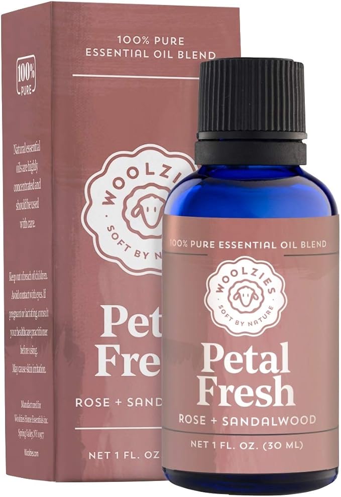 Woolzies Pure Fresh Essential Oil Blend | Rose & Sandalwood Therapeutic Grade Oil Blend | Use with Wool Dryer Balls or Oil Diffuser (1 Fl Oz)