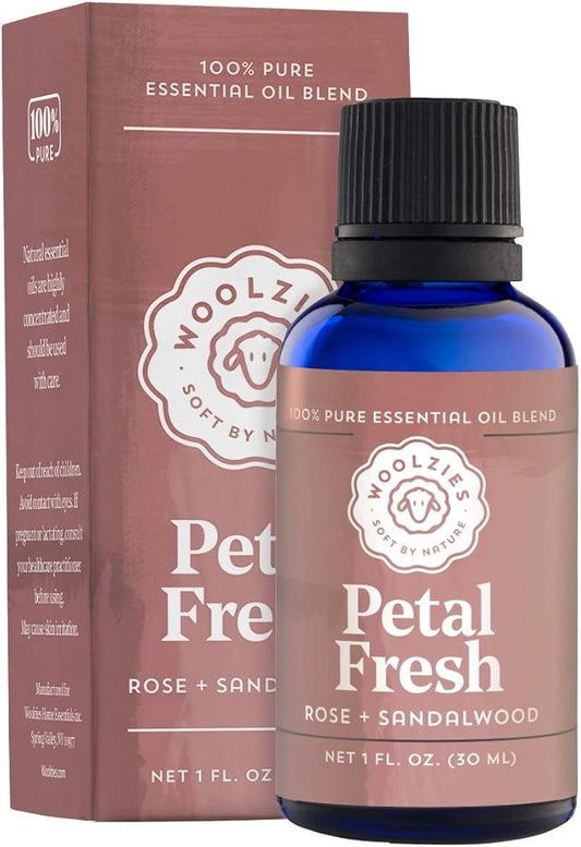 Woolzies Pure Fresh Essential Oil Blend | Rose & Sandalwood Therapeutic Grade Oil Blend | Use with Wool Dryer Balls or Oil Diffuser (1 Fl Oz)