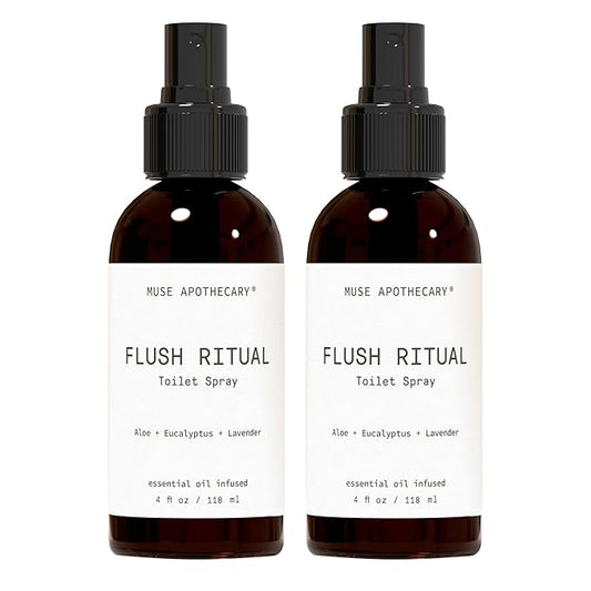 Muse Apothecary Flush Ritual - Aromatic & Refreshing Toilet Spray, Use Before You Go, 4 oz, Infused with Natural Essential Oils - Aloe + Eucalyptus + Lavender, 2 Pack