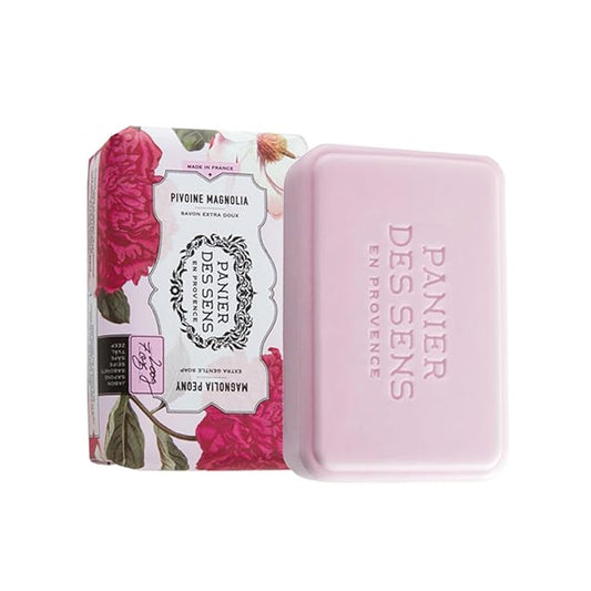 Panier des Sens Magnolia Peony Shea butter natural bar soap, bath & body soap bars - Made in France 95% natural - 2 bars, 7oz/200g each