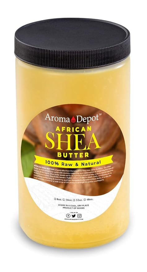 Raw African Black Soap & Shea Butter Yellow 2 lbs. COMBO PACK Cleanser and Moisturizer Set 100% Raw-Pure Unrefined I For all skin types I For Hair, Body and Face I Imported from Ghana I