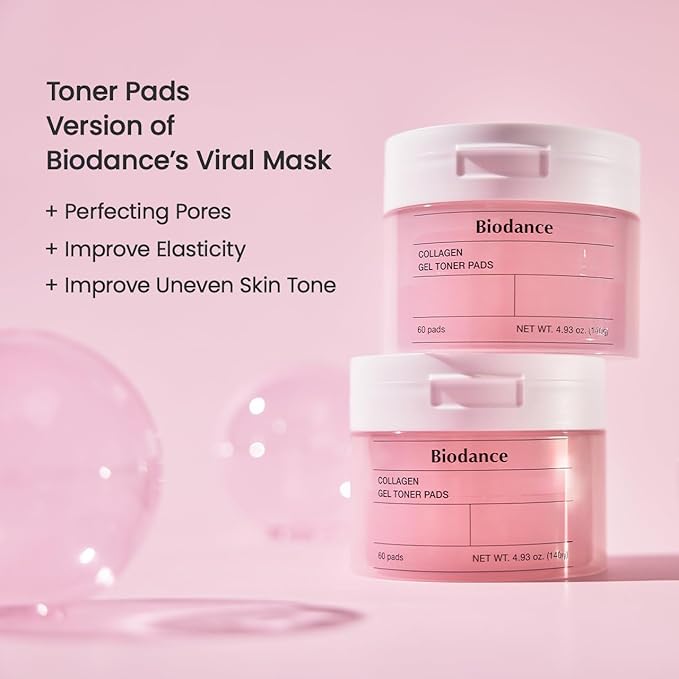 BIODANCE Gel Toner Pads Duo: Collagen & Cera-NOL Gel Toner Pads Set for Face, Firming, Pore Perfecting, Hydrating, Korean Skincare with Collagen, Ceramide, Panthenol