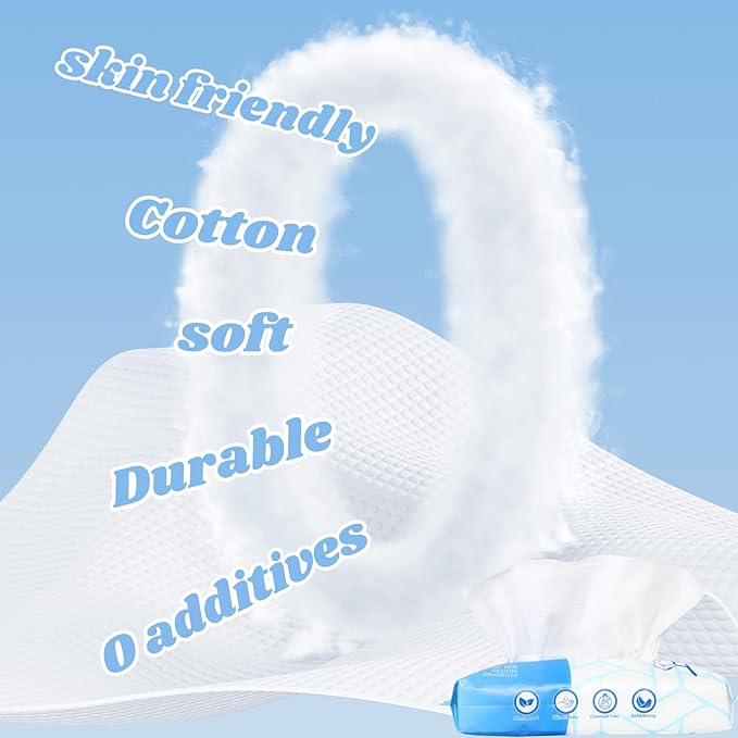 Face Towelettes Disposable 8" x 10" VIETDAI Ultra Soft Disposable Face Towels XL for Sensitive Skin, Clean Facial Towels Wet and Dry Use for Women Cleaning and Skincare -200 Count