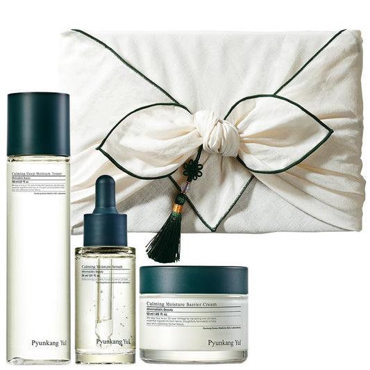 [PKY] Vegan Calming Skincare Gift Set – Korean Sensitive Skin Care Set with Toner, Serum & Moisturizer – Soothing & Hydrating Face Care with Premium Gift Packaging 🎁 (3-Piece)