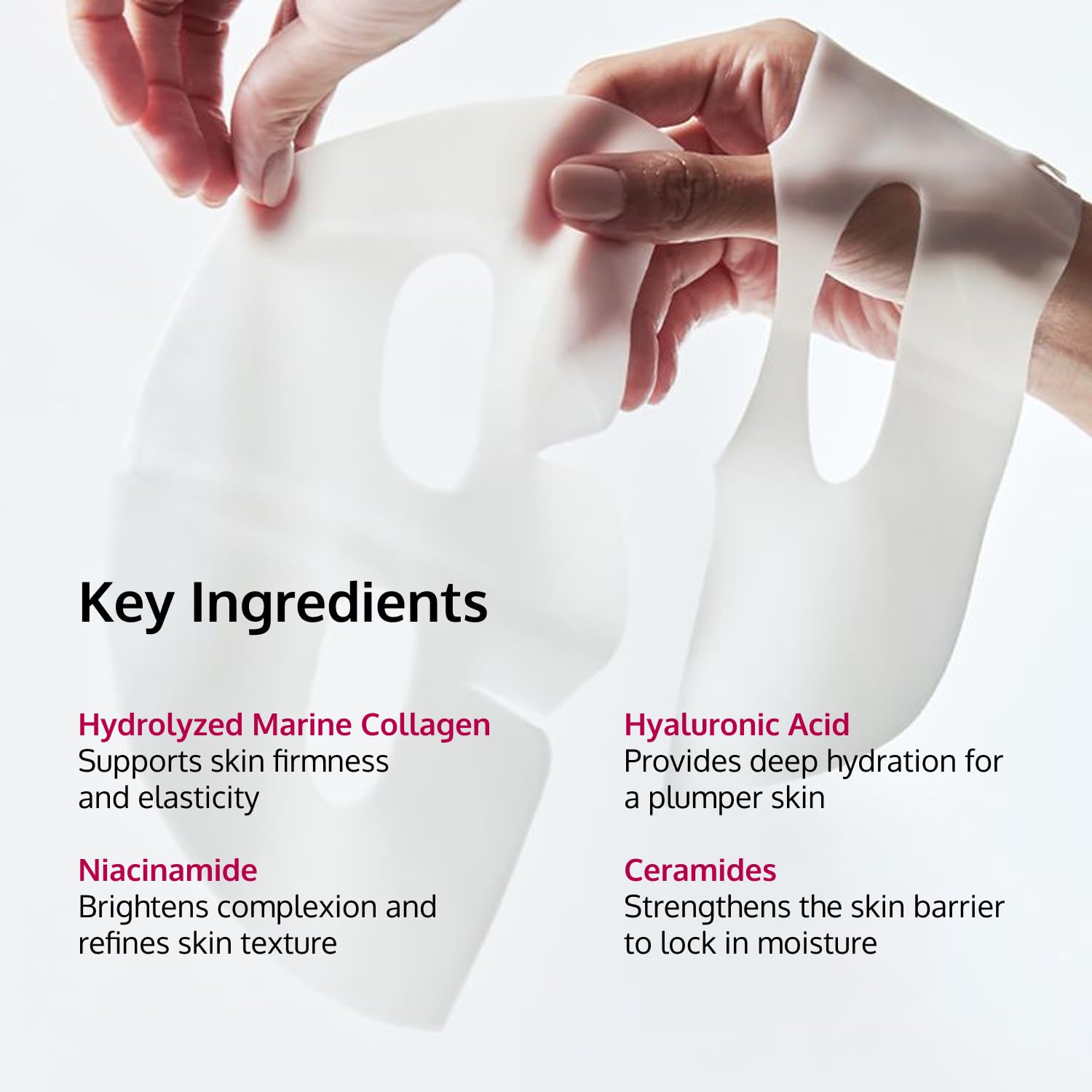 Hydralyft Collagen Face Mask – Korean Hydrogel Sheet Mask with Hyaluronic Acid & Niacinamide for Deep Hydration, Firming & Anti-Aging – Glass Skin Collagen Mask for Youthful Glow – 4 Sheets