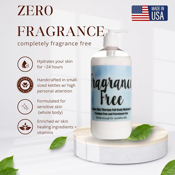 The Lotion Company 24 Hour Skin Therapy Lotion Combo Kit - Fragrance-Free, Zero Scent, Gentle Moisturizer for Sensitive Skin, Non-Greasy, Hydrating All-Day Care, Made in USA w/ travel size