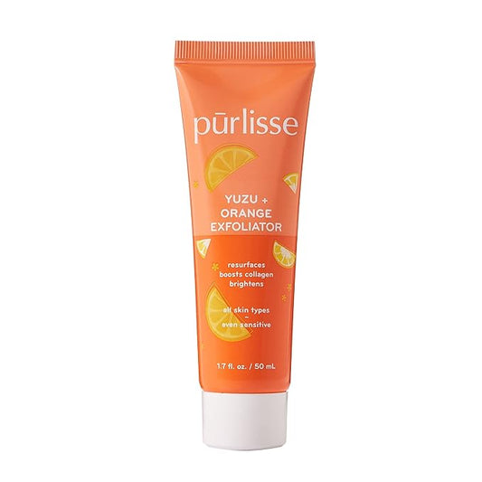 pürlisse Yuzu + Orange Face Exfoliator Scrub - Exfoliating Face Wash for Radiance & Improved Texture - Boosts Natural Collagen Production & Helps Firm Skin for a Youthful Complexion (1.7 Fl oz)