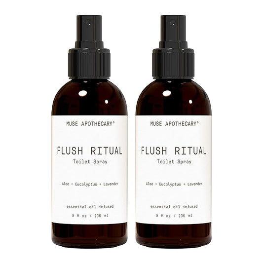 Muse Apothecary Flush Ritual - Aromatic & Refreshing Toilet Spray, Use Before You Go, 8 oz, Infused with Natural Essential Oils - Aloe + Eucalyptus + Lavender, 2 Pack
