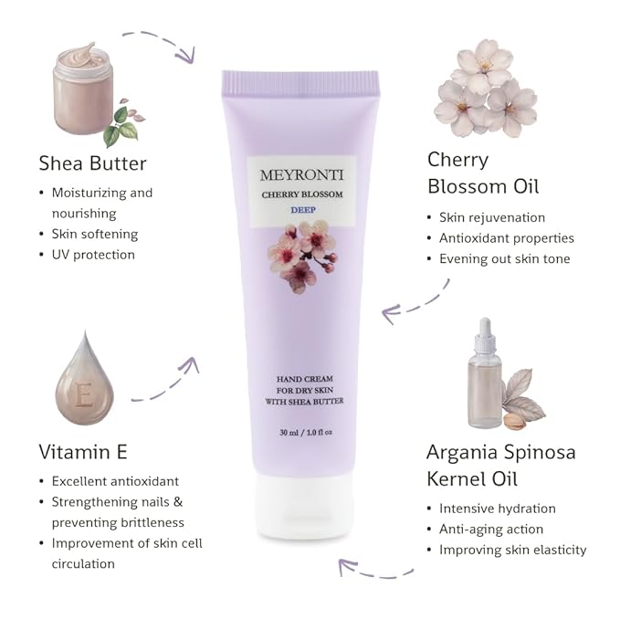 Cherry Blossom scented hand cream for dry cracked hands, hand lotion travel size, mini purse essentials, travel size moisturizer, dry hands treatment, lotion for extremely dry skin 30ml/1.0 fl Oz