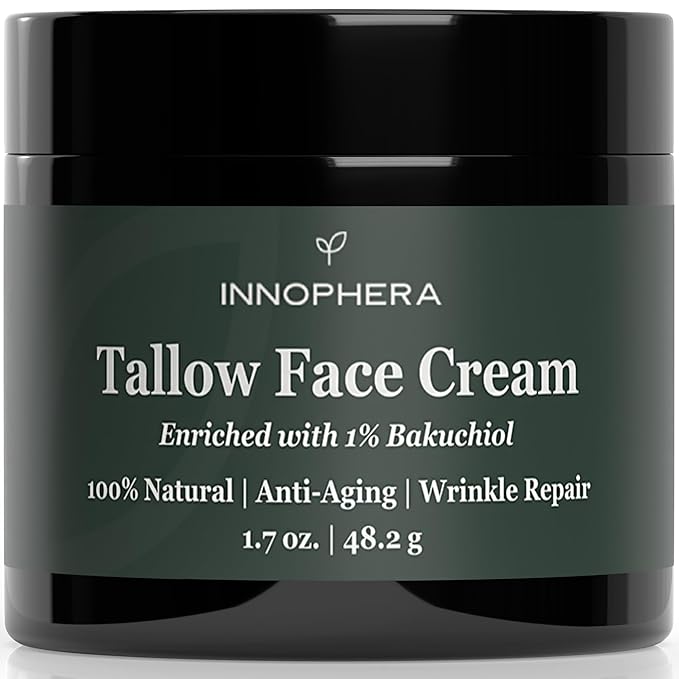 Whipped Beef Tallow Face Anti-Aging Cream ‒ With 1% Bakuchiol ‒ 100% Natural Wrinkle Repair & Moisturizing Face Cream for Sensitive Skin ‒ Unscented ‒ 1.7 oz.
