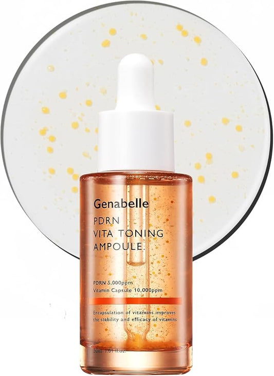 PDRN Vita Toning Ampoule - Lightweight Glass Skin & Toning Ampoule with Vitamin B, C, E, PDRN, Serum for Blemishes, Fine Lines and Rough Skin Texture, 1.01 fl oz