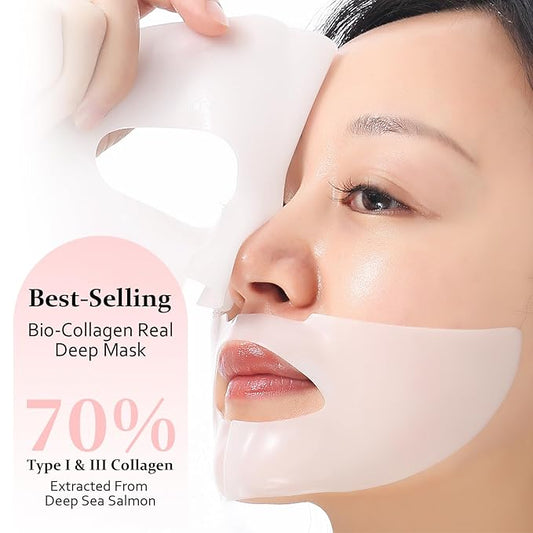 Collagen Night Wrapping Mask, Bio-Collagen Face Masks - Deep Hydrating Overnight Face Mask, Korean Skincare, Facial Treatments & Masks for Women - Firming and Moisturizing, 4-Pack