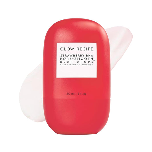 Strawberry BHA Serum + Poreless Face Primer for Makeup - Silicone-Free Blurring Matte Primer to Reduce Shine & Prolong Wear - Hybrid Korean Skin Care for Oil Control & Smooth Texture, 30Ml