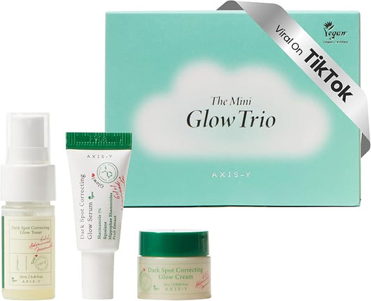 AXIS-Y The Mini Glow Trio Dark Spot Correcting Travel Size Gift Set - Toner 0.41 fl. oz., Serum 0.169 fl. oz., Cream 0.169 fl. oz. - Vegan Korean Skin Care